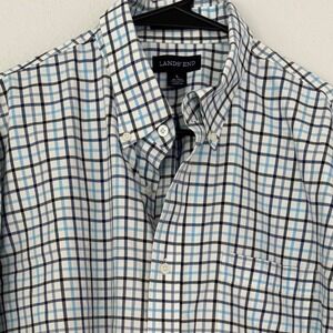 Lands' End Mens‎ Long Sleeve Button Down Shirt Plaid Traditional Fit Large